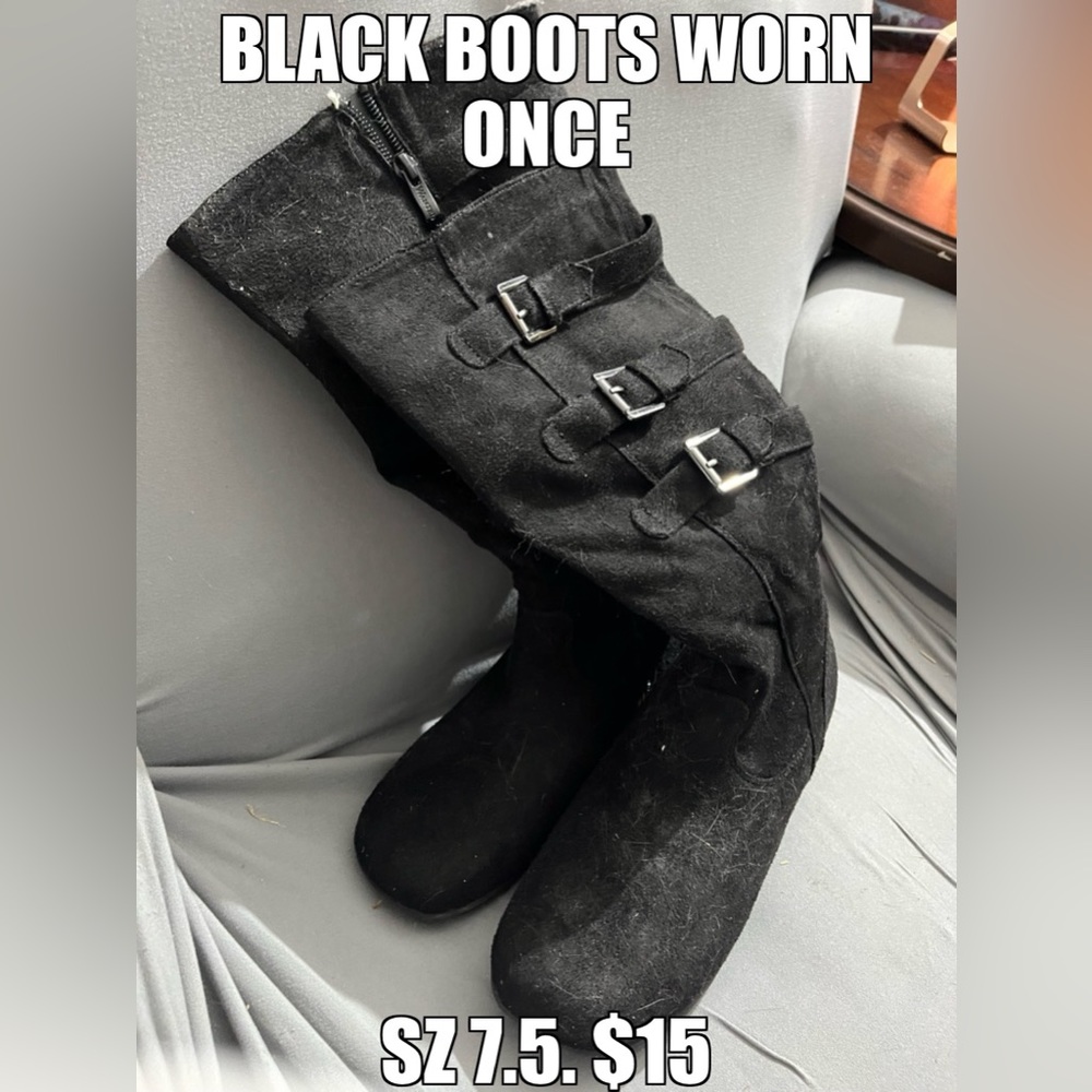Ladies Black Boots Sz 7.5